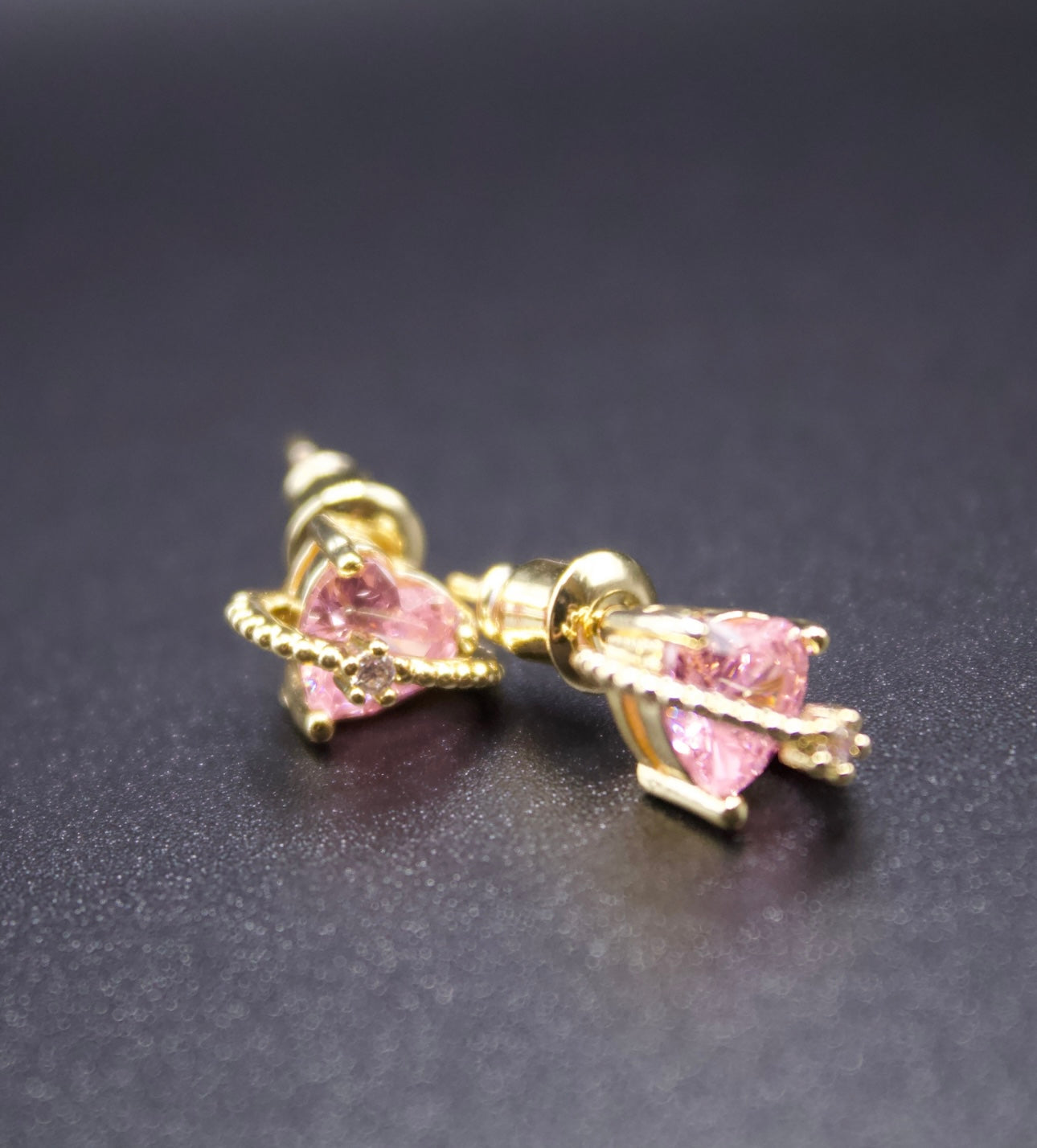 Amoré Heart Studs — Rose