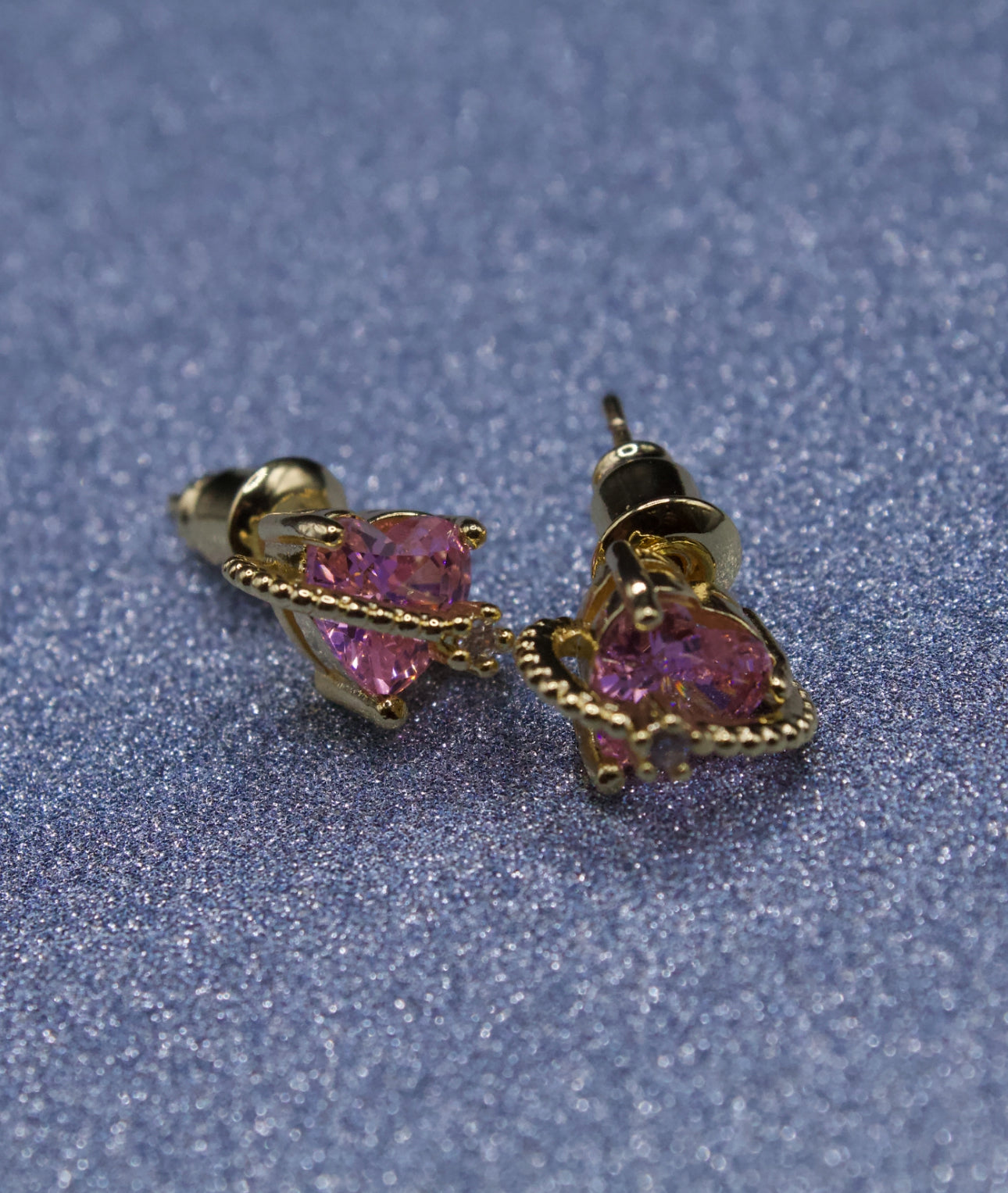 Amoré Heart Studs — Rose