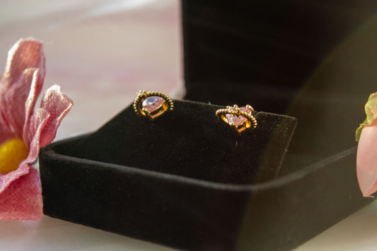 Amoré Heart Studs — Rose